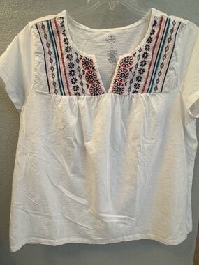 St. John's Bay White Embroidered Blouse